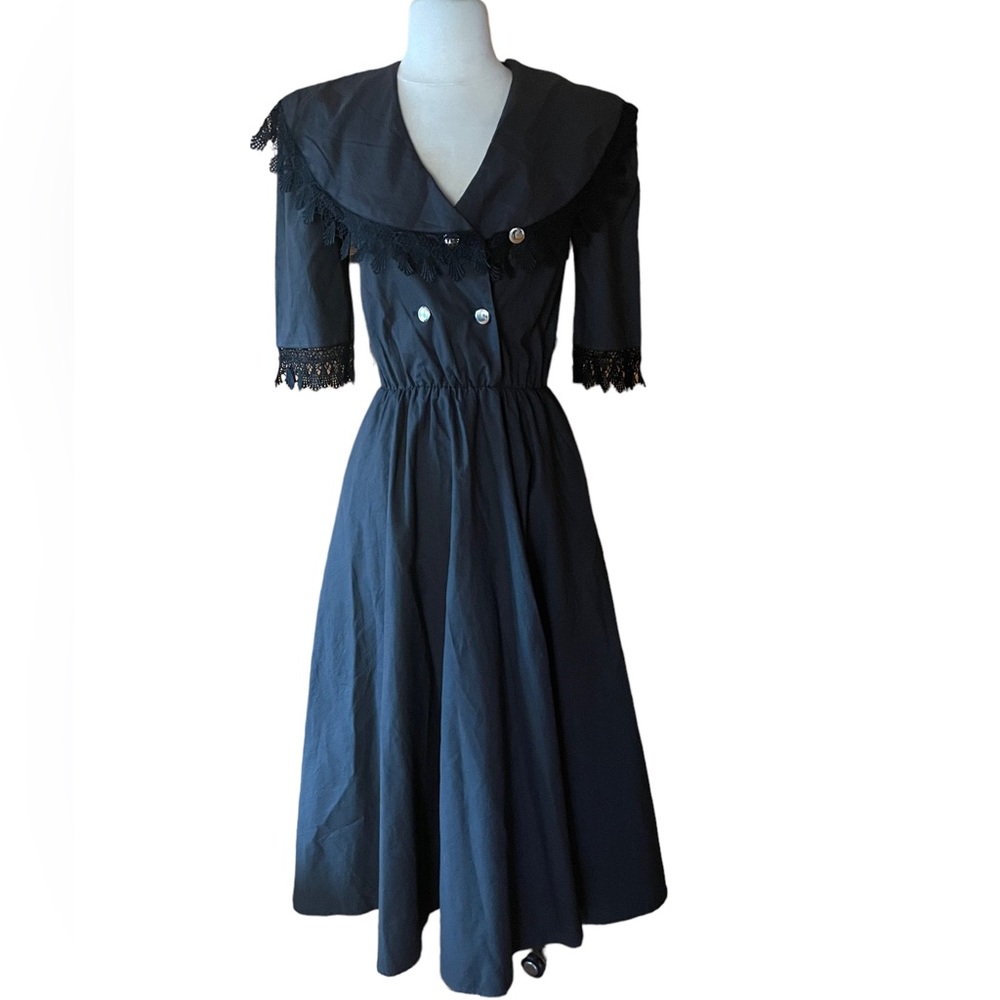 1980s Lilia Smitty Double Button Breasted, Cotton‎ Western Dress
